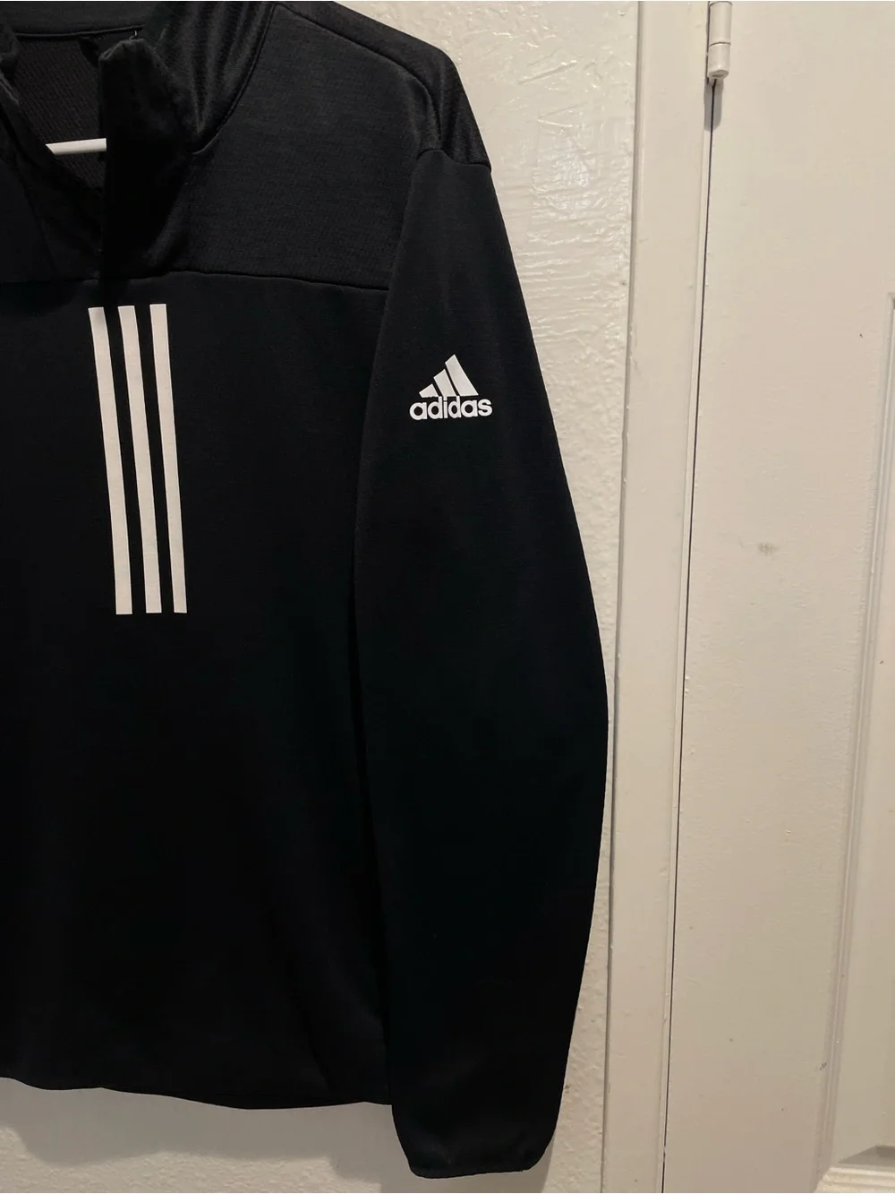 Adidas Mens M Black Climawarm 3 Stripe 1/4 Zip Pullover Performance Jacket